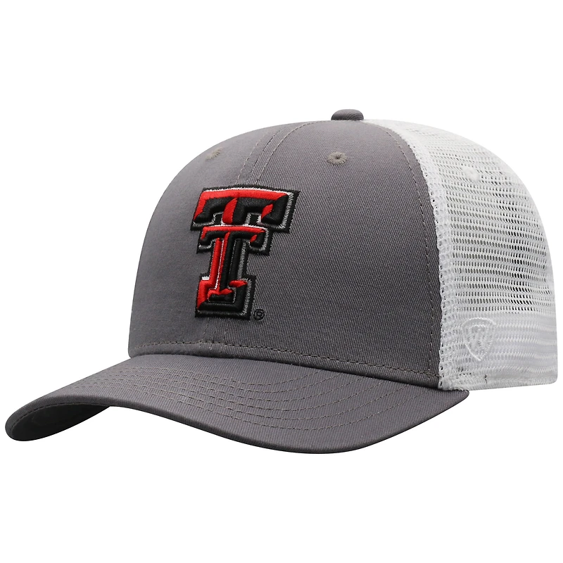 Men's Top of the World Gray/White Texas Tech Red Raiders Victory Baseline Trucker Adjustable Hat