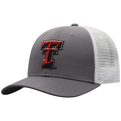 Men's Top of the World Gray/White Texas Tech Red Raiders Victory Baseline Trucker Adjustable Hat