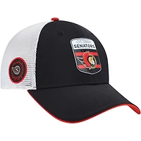 Men's Fanatics Black/White Ottawa Senators Authentic Pro Draft Podium Trucker Adjustable Hat