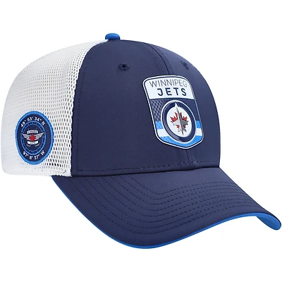 Men's Fanatics Navy/White Winnipeg Jets Authentic Pro Draft Podium Trucker Adjustable Hat