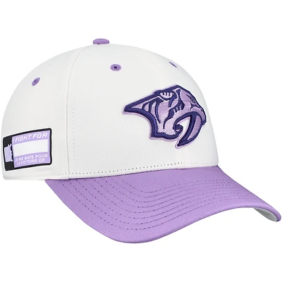 Men's Fanatics  White/Lavender Nashville Predators Authentic Pro Hockey Fights Cancer Adjustable Hat