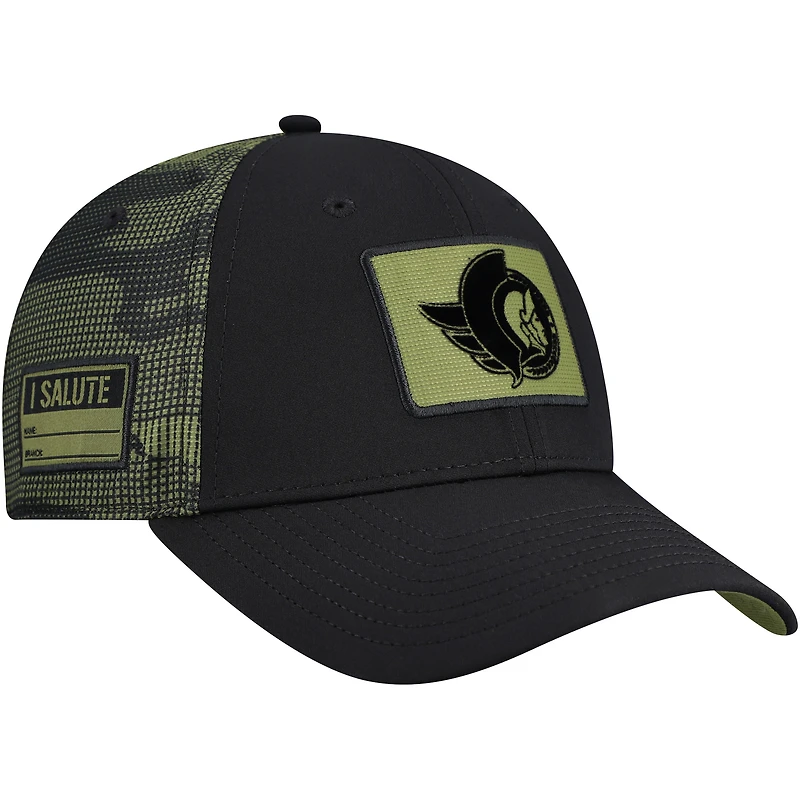 Men's Fanatics  Black Ottawa Senators Authentic Pro Military Appreciation Adjustable Hat
