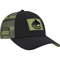 Men's Fanatics  Black Vancouver Canucks Authentic Pro Military Appreciation Adjustable Hat
