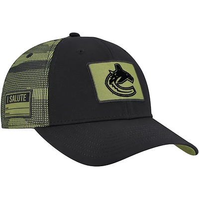 Men's Fanatics  Black Vancouver Canucks Authentic Pro Military Appreciation Adjustable Hat