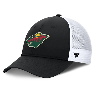 Men's Fanatics  Black/White Minnesota Wild  Authentic Pro Rink Adjustable Hat