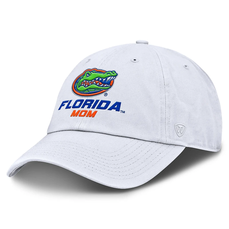 Women's Top of the World  White Florida Gators Mom Logo Staple Adjustable Hat