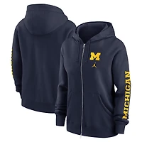 Women's Jordan Brand  Navy Michigan Wolverines Phoenix Full-Zip Hoodie