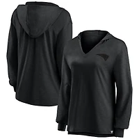 Women's Fanatics   New England Patriots Blackout Slub Hoodie V-Neck Long Sleeve T-Shirt