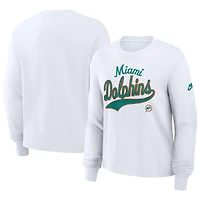 Women's Nike White Miami Dolphins Essential Long Sleeve Boxy T-Shirt