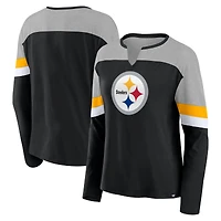 Women's Fanatics  Black Pittsburgh Steelers Chevron Long Sleeve Fashion Top