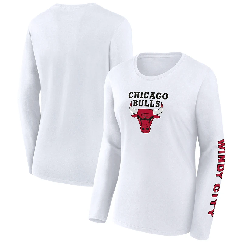 Women's Fanatics White Chicago Bulls Long Sleeve T-Shirt
