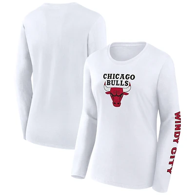 Women's Fanatics White Chicago Bulls Long Sleeve T-Shirt