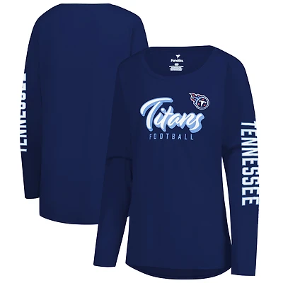 Women's Fanatics Navy Tennessee Titans Cheerleader Long Sleeve T-Shirt