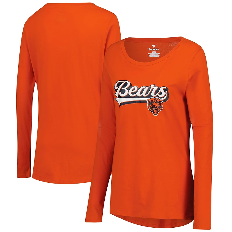 Women's Fanatics  Orange Chicago Bears Tail Sweep Long Sleeve T-Shirt