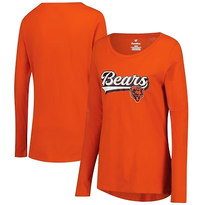 Women's Fanatics  Orange Chicago Bears Tail Sweep Long Sleeve T-Shirt