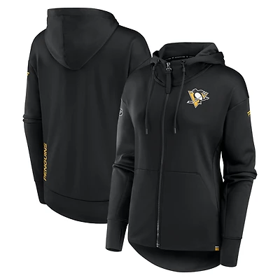 Women's Fanatics Black Pittsburgh Penguins Authentic Pro Scuba Neck Full-Zip Hoodie