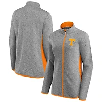 Women's Fanatics  Heather Gray Tennessee Volunteers Block Party Fleece Full-Zip Sweater