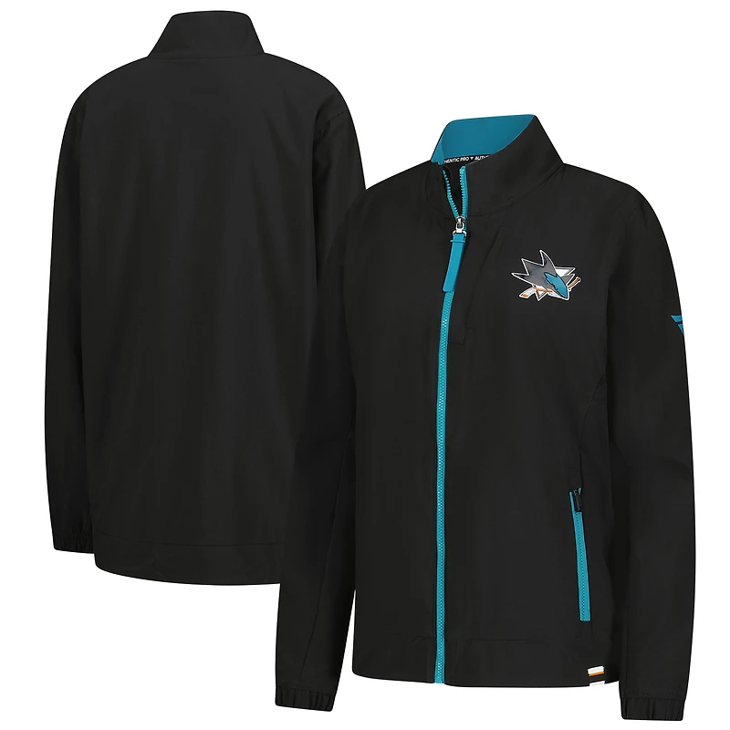 Women's Fanatics Black San Jose Sharks Authentic Pro Rink Coaches Full-Zip Jacket