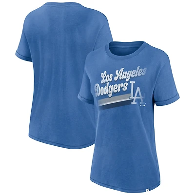 Women's Fanatics  Heather Royal Los Angeles Dodgers Heritage Snow Washed T-Shirt