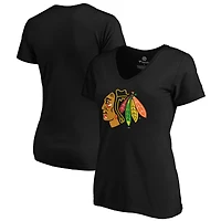 Women's Fanatics Black Chicago Blackhawks Core Primary V-Neck T-Shirt
