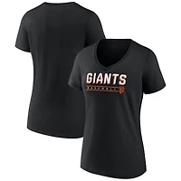 Women's Fanatics  Black San Francisco Giants Team Logo Baseball V-Neck T-Shirt