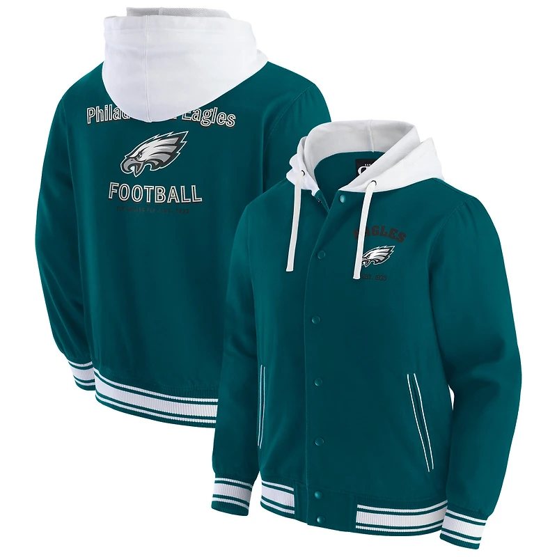 Men's Darius Rucker Collection by Fanatics Midnight Green Philadelphia Eagles Full-Snap Hoodie Jacket