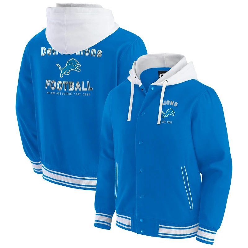 Men's Darius Rucker Collection by Fanatics Blue Detroit Lions Full-Snap Hoodie Jacket