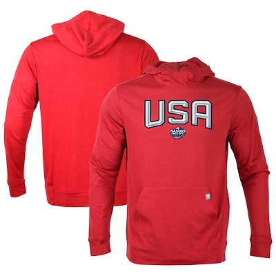 Men's Levelwear Red USA 2025 4 Nations Face-Off Thrive Tri-Blend Pullover Hoodie