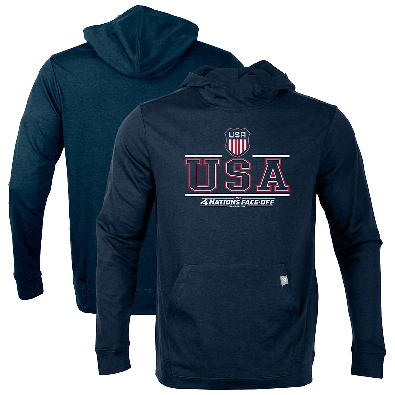 Men's Levelwear Navy USA 2025 4 Nations Face-Off Thrive Tri-Blend Pullover Hoodie