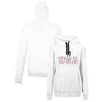 Women's Levelwear White USA 2025 4 Nations Face-Off Waterfall Pullover Hoodie