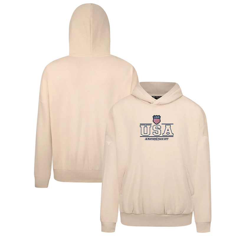 Men's Levelwear Khaki USA 2025 4 Nations Face-Off Contact Pullover Hoodie