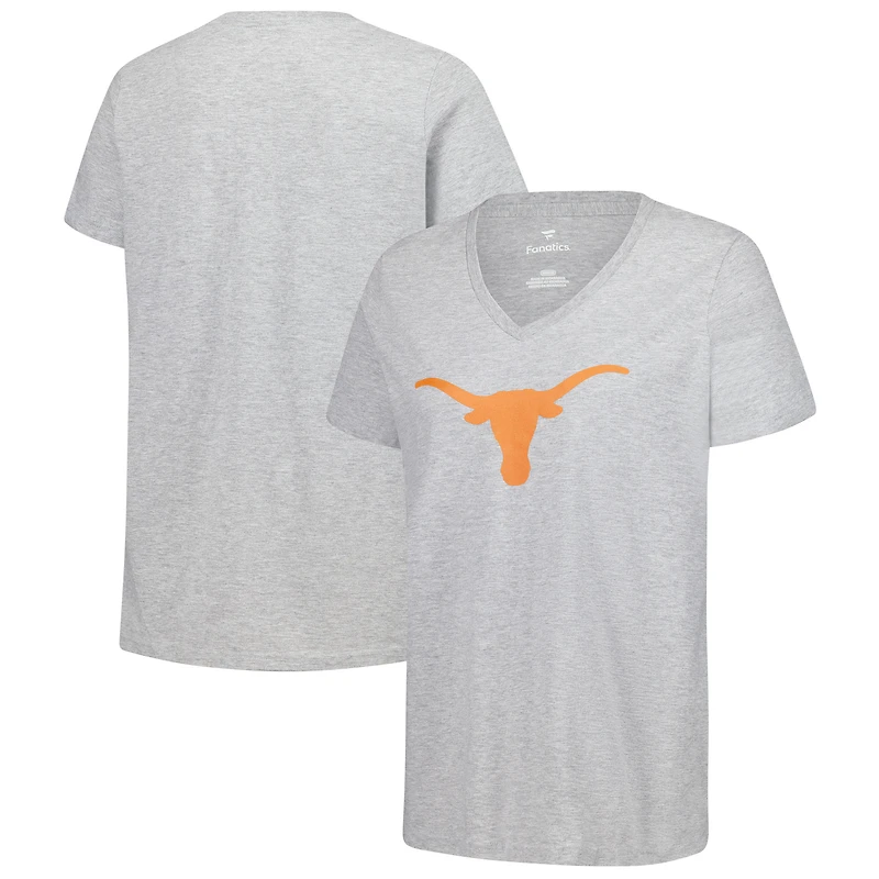 Women's Fanatics Gray Texas Longhorns Primary Logo V-Neck T-Shirt