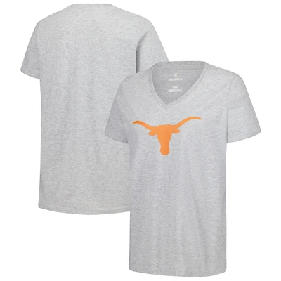 Women's Fanatics Gray Texas Longhorns Primary Logo V-Neck T-Shirt