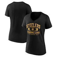 Women's Fanatics  Black Pittsburgh Steelers Training Camp Stripe V-Neck T-Shirt