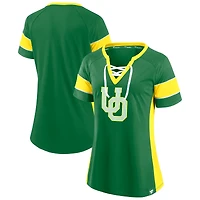 Women's Fanatics  Green Oregon Ducks Unmasked Hero Block Party Athena Lace-Up Top