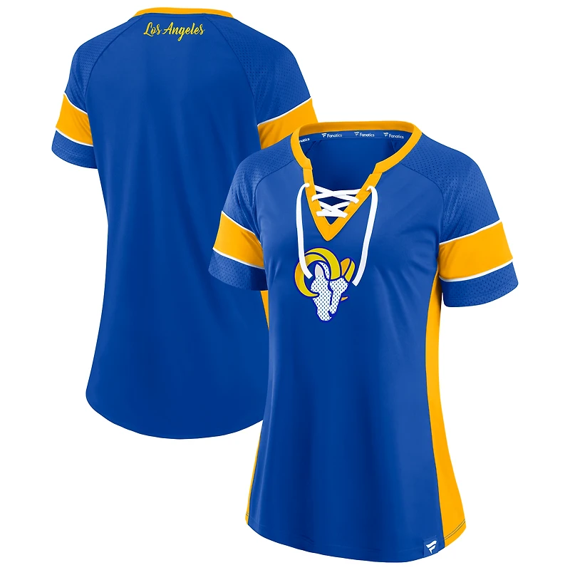 Women's Fanatics  Royal Los Angeles Rams Athena Lace-Up Top