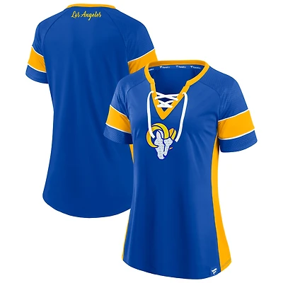 Women's Fanatics  Royal Los Angeles Rams Athena Lace-Up Top