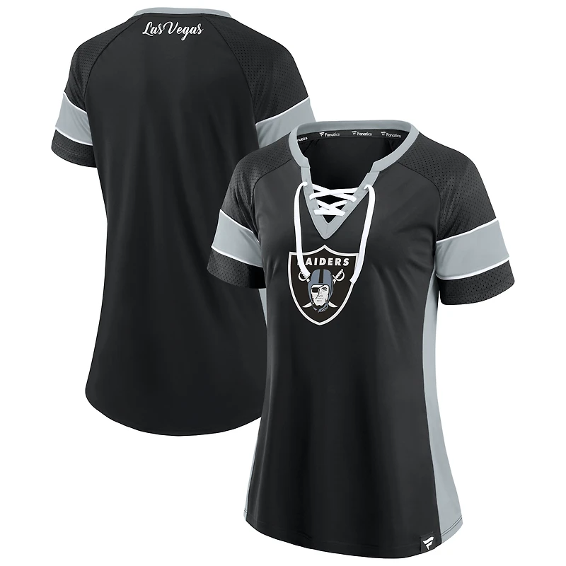 Women's Fanatics  Black Las Vegas Raiders Athena Lace-Up Top