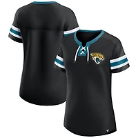 Women's Fanatics  Black Jacksonville Jaguars Lace-Up Bling T-Shirt
