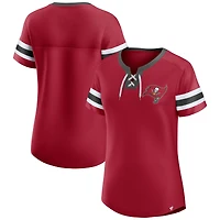 Women's Fanatics  Red Tampa Bay Buccaneers Lace-Up Bling T-Shirt