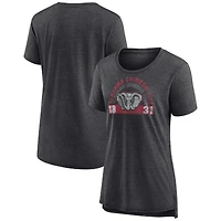 Women's Fanatics Heather Charcoal Alabama Crimson Tide Badge Fade Tri-Blend T-Shirt