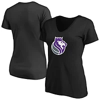 Women's Fanatics  Black Sacramento Kings V-Neck T-Shirt