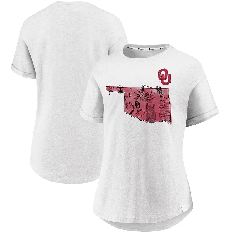 Women's Fanatics White Oklahoma Sooners True Classics Hometown Tacked Sleeve T-Shirt