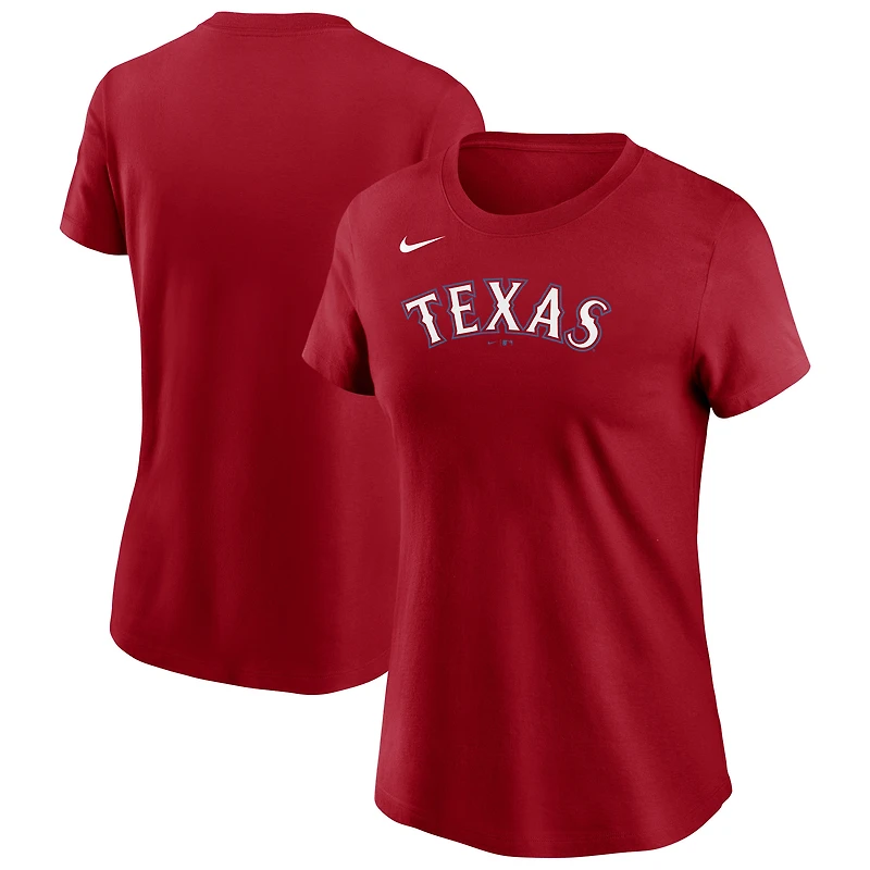 Women's Nike Red Texas Rangers Wordmark T-Shirt