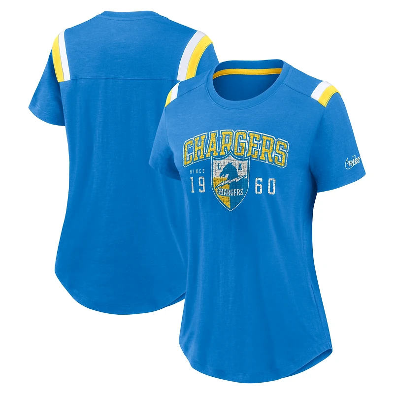 Women's Nike  Heather Blue Los Angeles Chargers Historic Slub Fashion T-Shirt