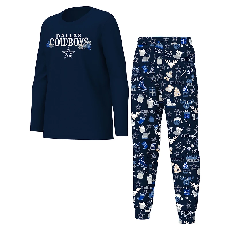 Youth Outerstuff Navy Dallas Cowboys Chestnut Holiday Sleep Set