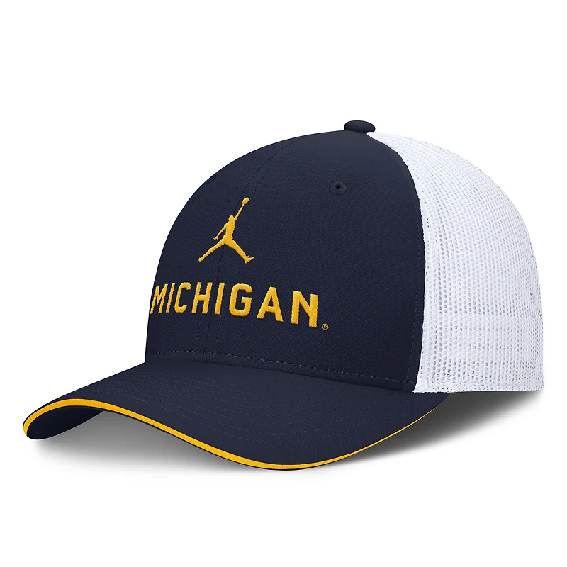 Men's Jordan Brand  College Navy/White Michigan Wolverines Rise Adjustable Trucker Hat