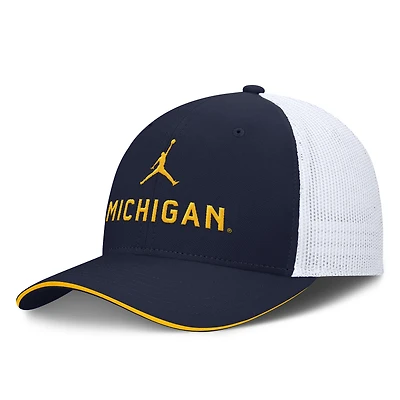 Men's Jordan Brand  College Navy/White Michigan Wolverines Rise Adjustable Trucker Hat
