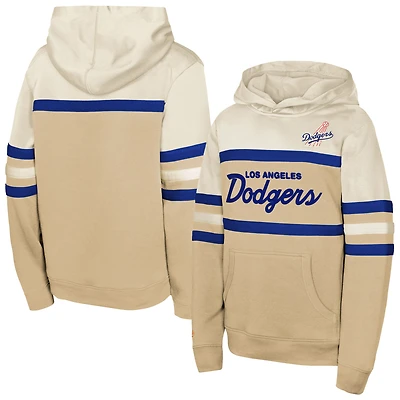 Youth Mitchell & Ness  Cream Los Angeles Dodgers Head Coach Pullover Hoodie