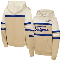Youth Mitchell & Ness  Cream Los Angeles Dodgers Head Coach Pullover Hoodie